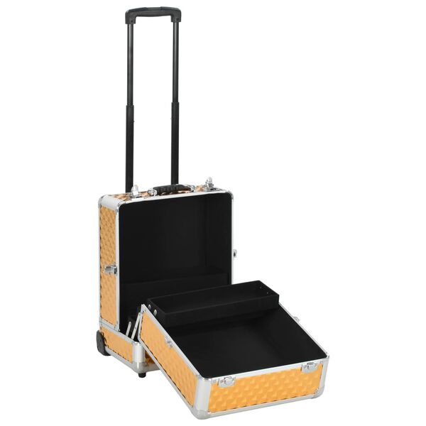 vidaXL Make-up Trolley  13.8x11.4x17.7" Gold Aluminium
