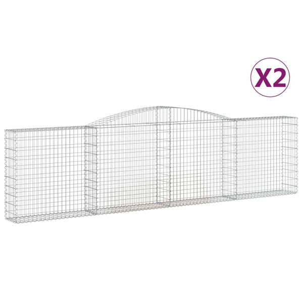 vidaXL Gabion Basket Set of 2 Silver Galvanized iron Extra Long