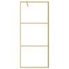 vidaXL Walk-in Shower Wall with Clear ESG Glass Gold 35.4"x76.8"