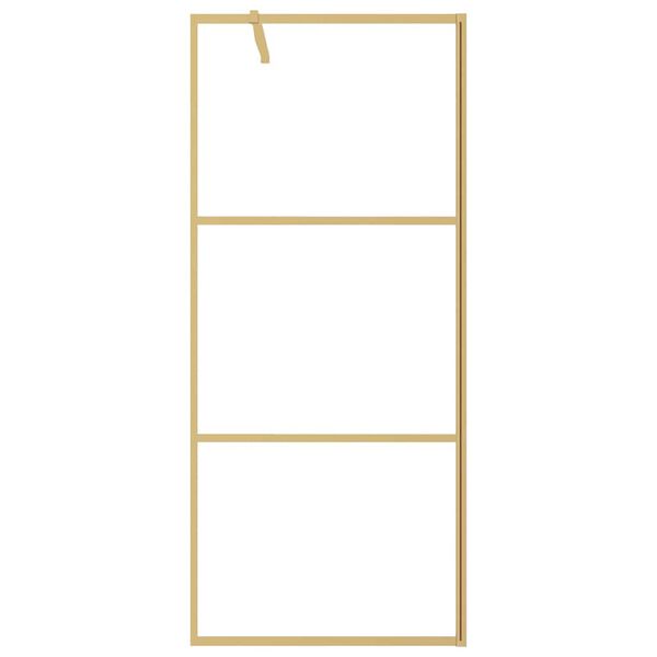 vidaXL Walk-in Shower Wall with Clear ESG Glass Gold 35.4"x76.8"