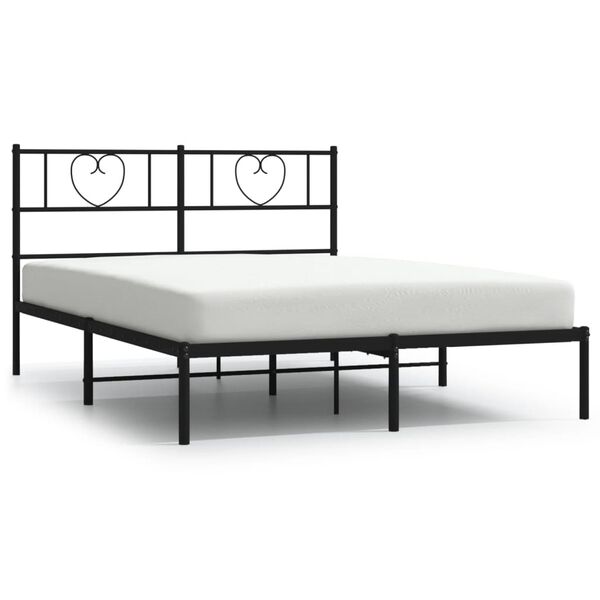 vidaXL Bed Frame Black Powder-Coated Steel Double