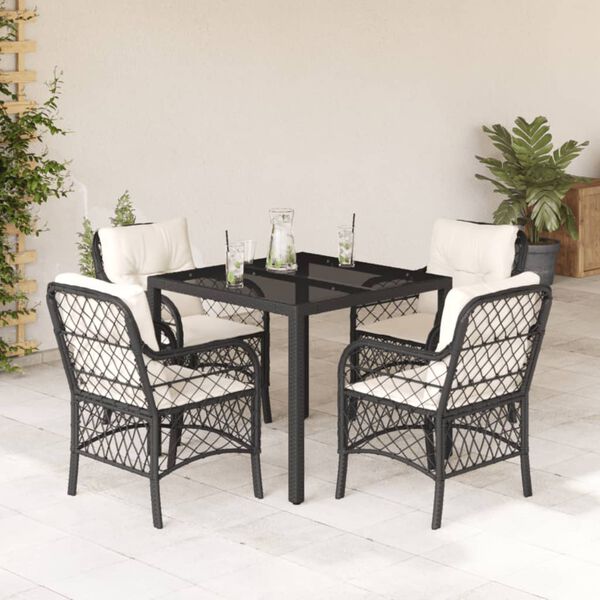 vidaXL Garden Dining Set Black, Cream White