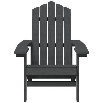 vidaXL Patio Adirondack Chairs with Table HDPE Anthracite