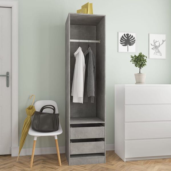 vidaXL Wardrobe Concrete gray Engineered wood Compact Wardrobe