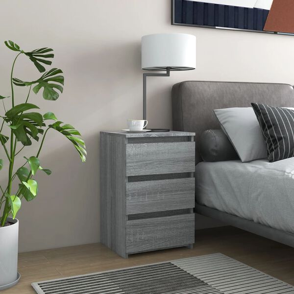 vidaXL Bed Cabinet Grey Sonoma Engineered Wood Medium Bedside Cabinet