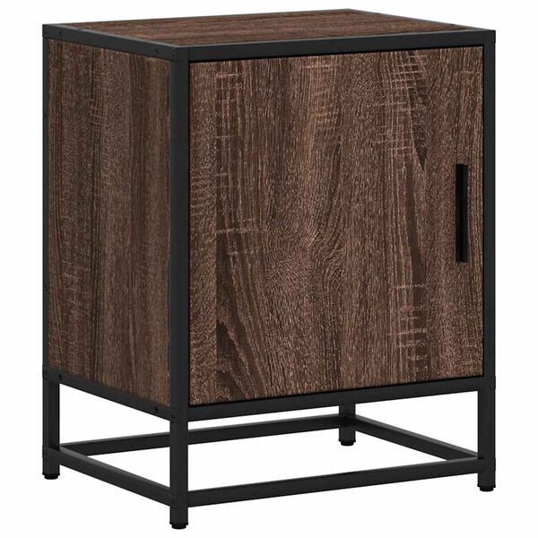 vidaXL Nightstand Brown Oak Engineered Wood and Metal