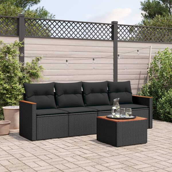 vidaXL Garden Sofa Set Black