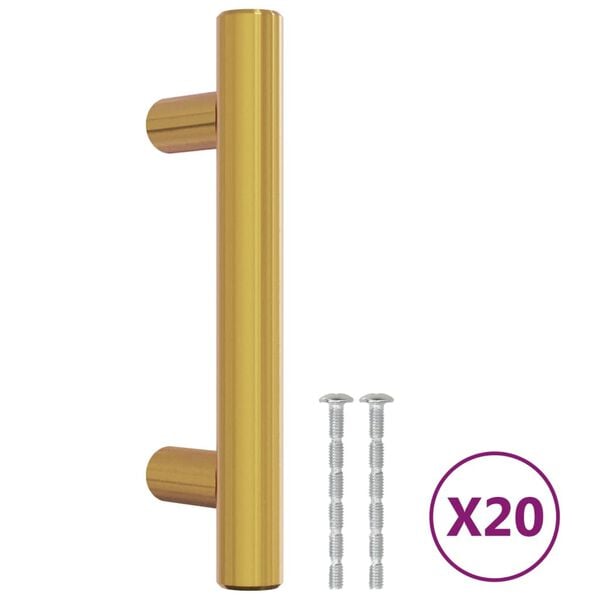 vidaXL Cabinet Handle Set of 20 Gold Stainless Steel 3.9 x 1.3 in