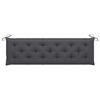 vidaXL Patio Bench with Anthracite Cushion 68.9" Solid Teak Wood