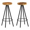 vidaXL Bar Stool Set of 2 Natural wood and black