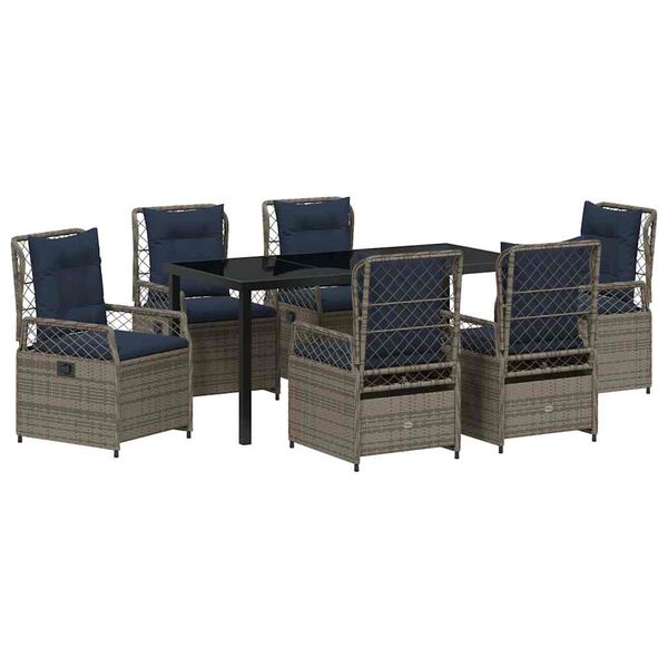 vidaXL Garden Dining Set 7 pcs Gray poly rattan