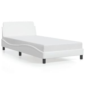 vidaXL Bed Frame White Faux leather, metal, plywood, engineered wood Twin
