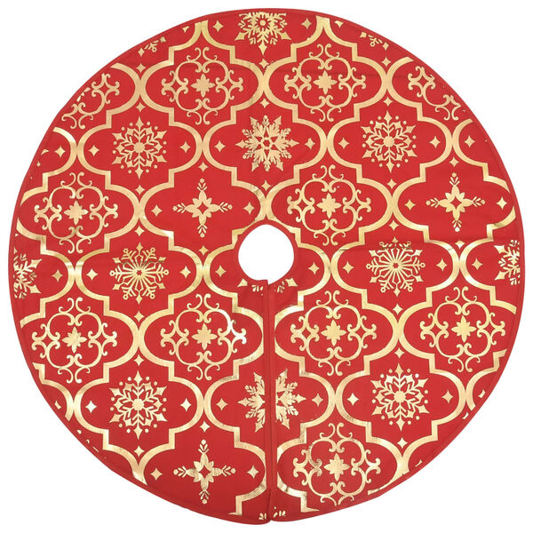 vidaXL Christmas Tree Skirt Red Polyester Large Foldable