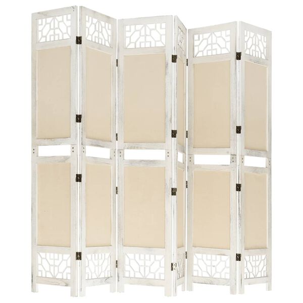 vidaXL 6-Panel Room Divider Cream 82.7x65.0" Fabric