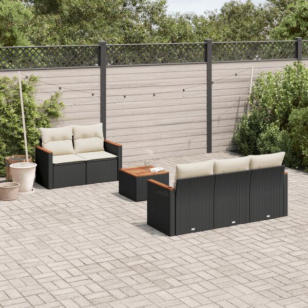 vidaXL Garden Sofa Set Black, Cream White
