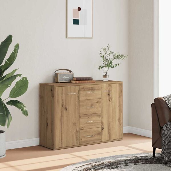 vidaXL Sideboard Artisan Oak 34.6x11.8x25.2" Engineered Wood