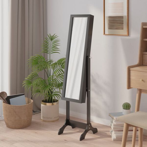 vidaXL Free-Standing Mirror Black 13.4"x14.6"x57.5"