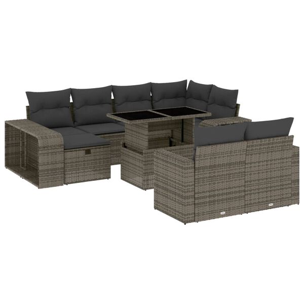 vidaXL Garden Sofa Set Grey PE rattan 11 Piece Set Modular
