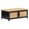 vidaXL Coffee Table Black and Brown Solid Mango Wood Medium Rectangular
