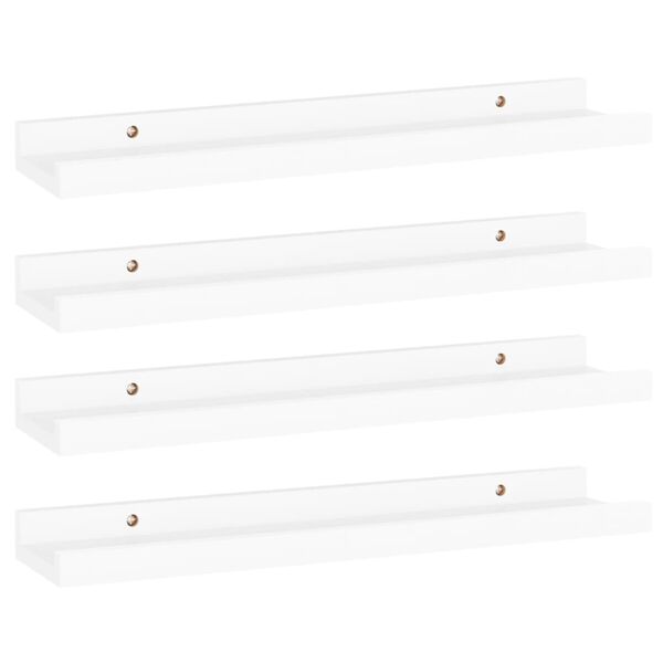 vidaXL Wall Shelf Set of 4 White MDF Medium Decorative Inlays