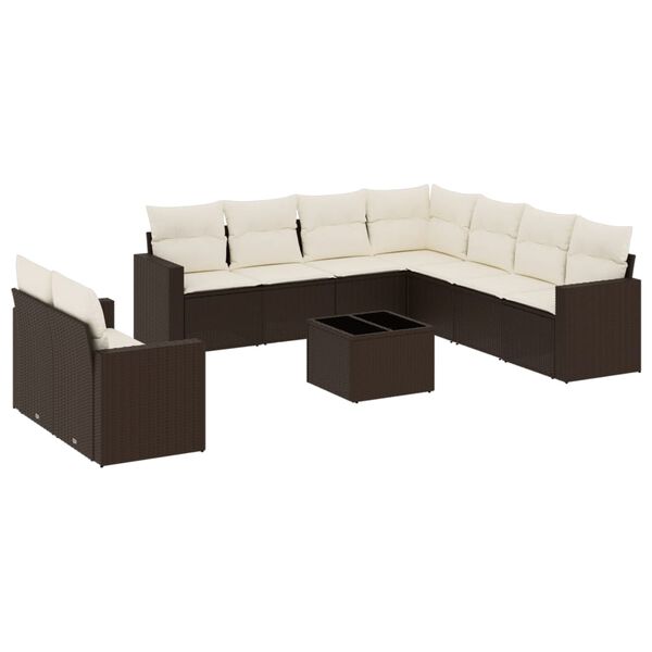 vidaXL Garden Sofa Set Brown and Cream White