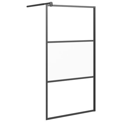 vidaXL Walk-in Shower Wall 39.4"x76.8" Half Frosted ESG Glass Black