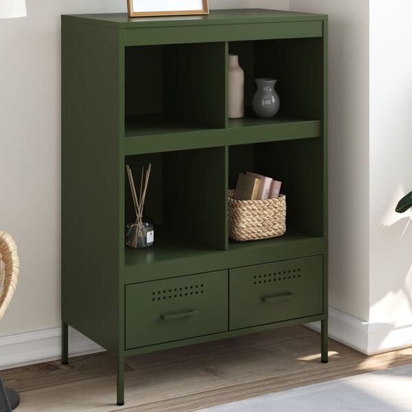 vidaXL Highboard Olive Green Cold-Rolled Steel Medium Adjustable Feet