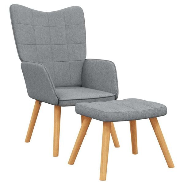 vidaXL Relaxing Chair With Stool Light Gray