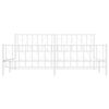vidaXL Bed Frame White Steel Full Bed Frame Rectangular Modern