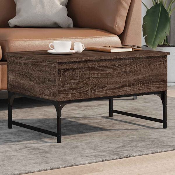 vidaXL Coffee Table Brown Oak Engineered wood and metal Small