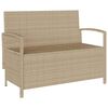 vidaXL Patio Storage Bench with Cushion Beige Poly Rattan