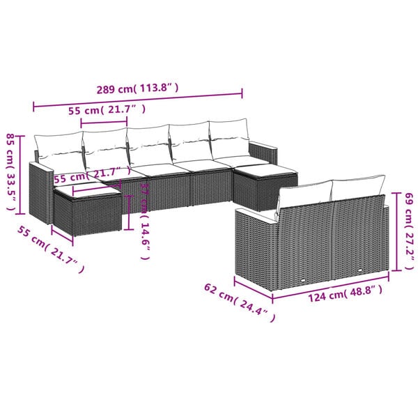 vidaXL Garden Sofa Set Grey