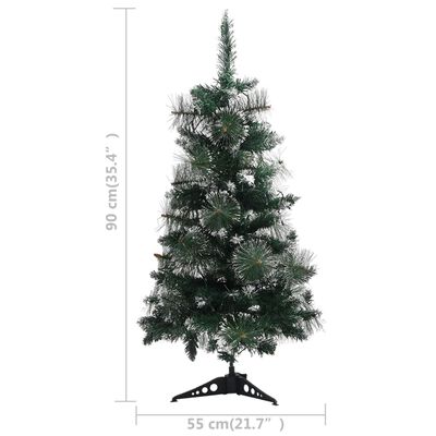 vidaXL Artificial Pre-lit Christmas Tree with Stands Green 3 ft PVC