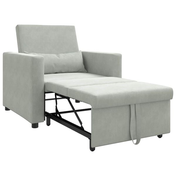 vidaXL Pull out Sofa Bed Single Light gray 90 x 165 x 87 cm Velvet