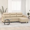 vidaXL 3-Seater Sofa with Footstool Cream 70.9" Microfiber Fabric
