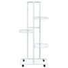 vidaXL Flower Stand White Iron Tall Rollable Flower Stand