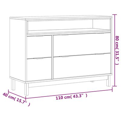 vidaXL Drawer Cabinet FLAM 43.3"x15.7"x31.5" Solid Wood Pine