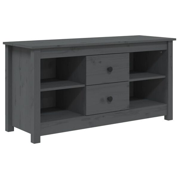 vidaXL TV Cabinet Grey Solid Pine Wood TV Cabinet Rectangular Modern