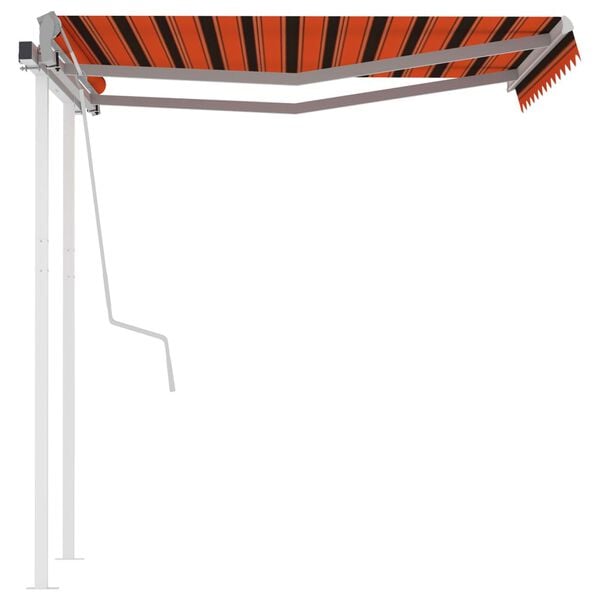 vidaXL Retractable Awning Orange and Brown Aluminum 11.5 x 8.2 ft