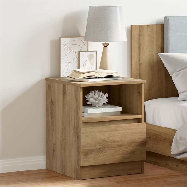 vidaXL Bedside Cabinet Artisan oak Engineered wood, metal Medium