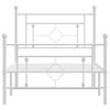 vidaXL Bed Frame White Powder-coated steel Twin Bed Frame Rectangular