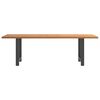 vidaXL Dining Table Light Brown Solid Oak Wood, Powder-Coated Steel Large