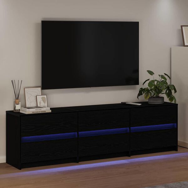 vidaXL TV Units Wall-mounted 2 pcs Black Oak 70.87 x 13.39 x 19.69 in