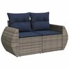 vidaXL 7 Piece Patio Sofa Set with Cushions Brown Poly Rattan Acacia