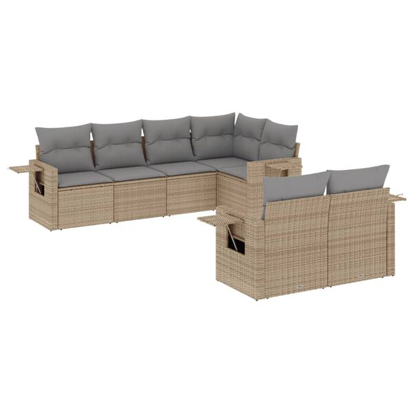 vidaXL Garden Sofa Set Beige Poly Rattan Medium Foldable