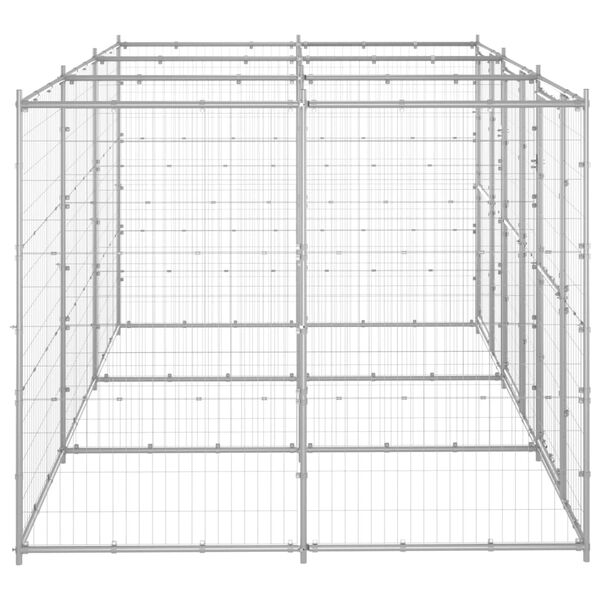 vidaXL Dog Kennel Silver Galvanized steel Large Dog Kennel Rectangular