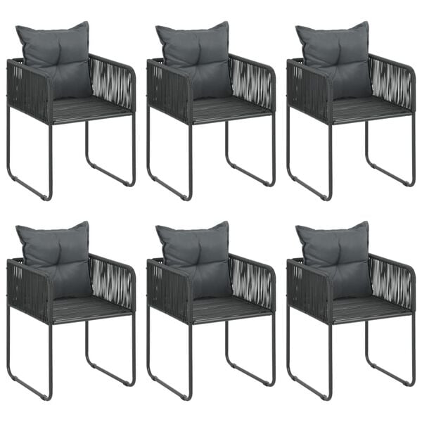 vidaXL Dining Set Black PVC rattan, Powder-Coated Steel, WPC, Aluminum