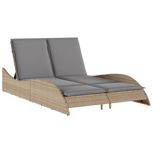 vidaXL Sun Lounger Beige PE rattan 44.9x80.7x28.7 in