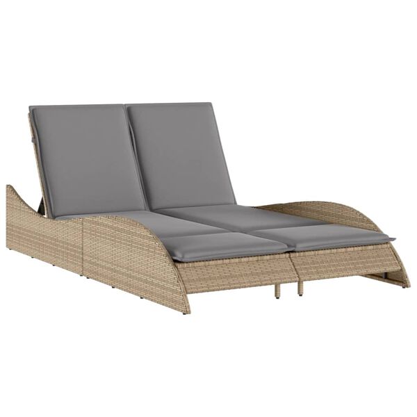vidaXL Sun Lounger Beige PE rattan 44.9x80.7x28.7 in