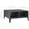 vidaXL Coffee Table High gloss grey Engineered Wood, Metal Medium